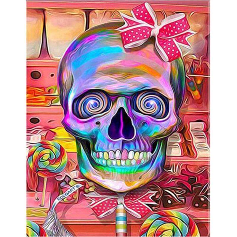5D DIY Diamond Embroidery Colorful Skull Lollipop Diamond Painting Cross Stitch Mosaic Decor Gift 20X30CM