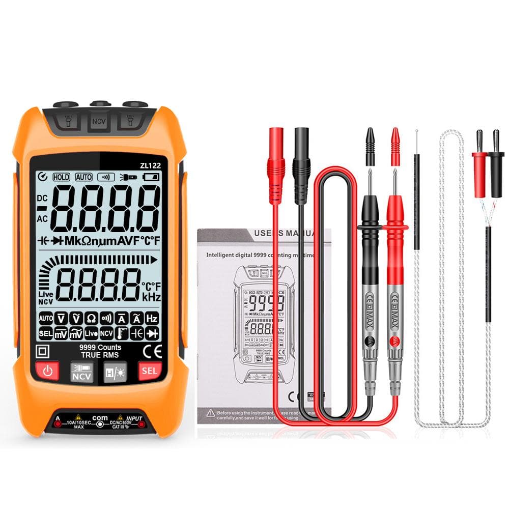 Digital Multimeter LCD Backlight Display Handheld Multimeter Professional True RMS Voltage orange