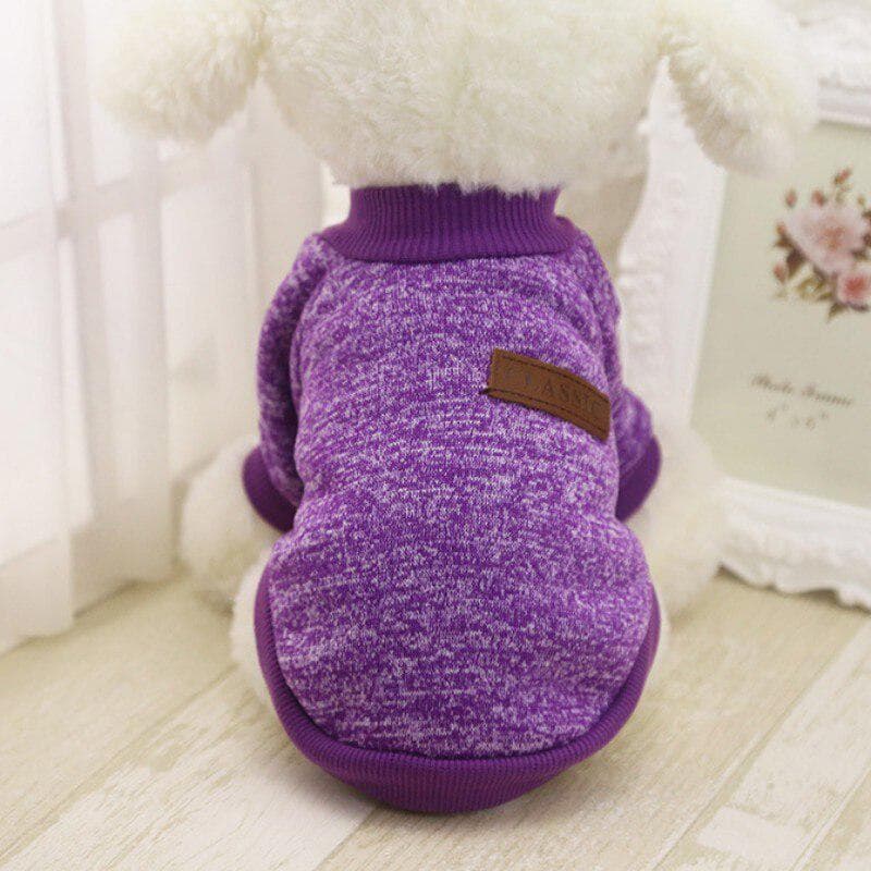 Dog Warm Outfit Pet Jacket Coat Winter Dog Clothes Soft Sweater Clothing for Small Dogs Chihuahua S purple