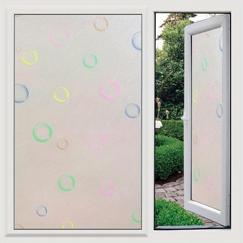 1 Roll with Adhesive Colourful Bubble Pattern Window Film Window Sticker, Cut Glass Window Sticker Bathroom Office Kitchen Window 4m