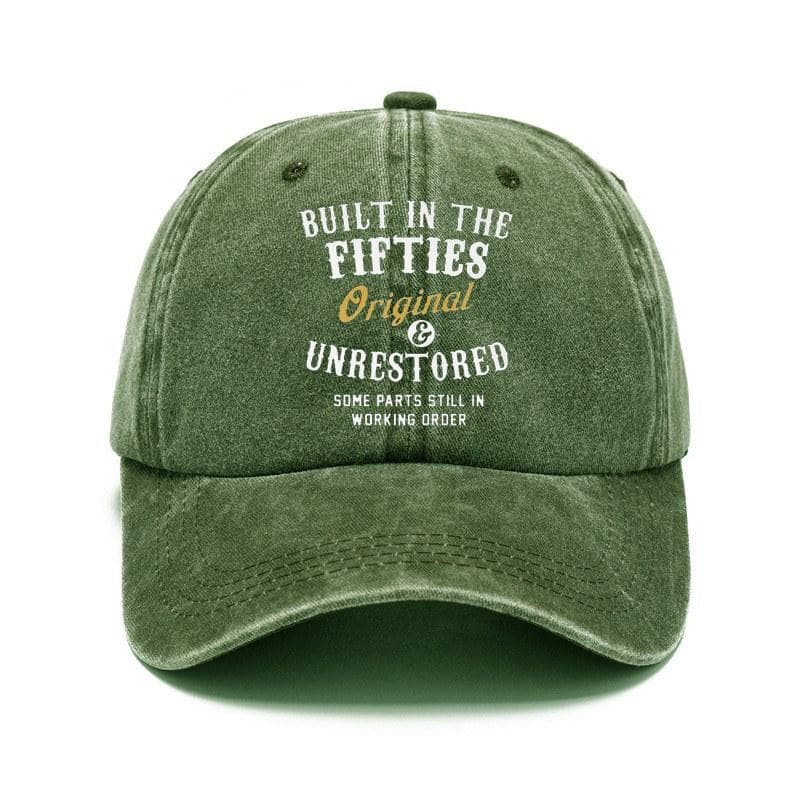 Built In The Fifties Original Unrestored Some Parts Still In Working Order for Men Vintage Design Baseball Cap Hats green
