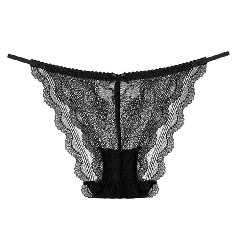 Hollow-out Women Panties Sexy Female Lingerie Embroidered Lace Underwear Seamless Briefs Fashion Underpants M black