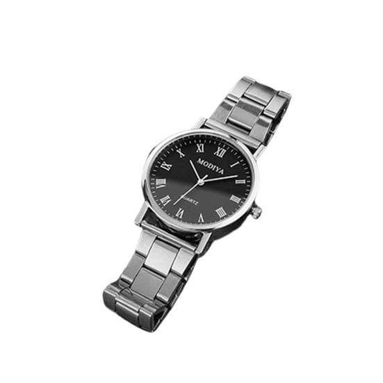 Men Quart Watch Round Dial Adjustable Strap No Delay Time-checking High Accuracy Exquisite Business Formal Wristwatch Timepiece B black