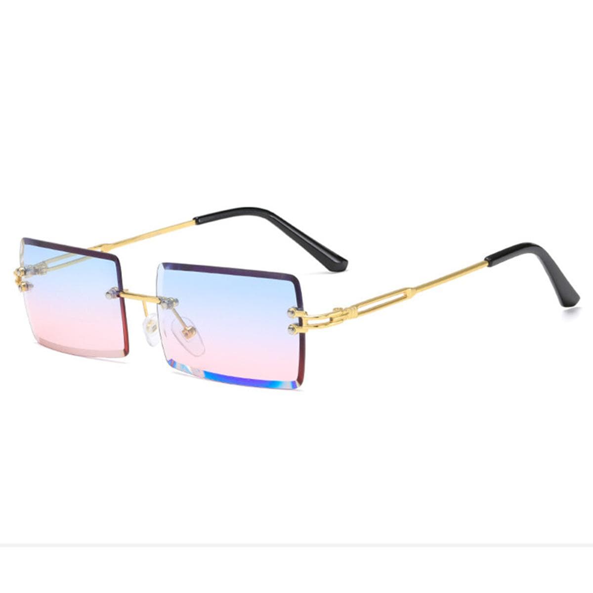 Rimless Sunglasses Ocean Film Progressive Metal Square Fashion Women Sunglasses UV Protection Lightweight