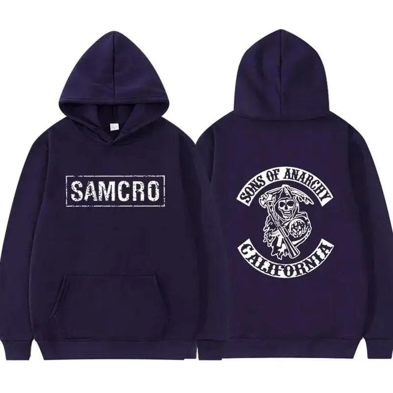 Sons of Anarchy SAMCRO Double Sided Print Streetwear Men Womnen Harajuku Brand Design Hoodie Mens Oversized Hoodies Sweatshirt L navy blue