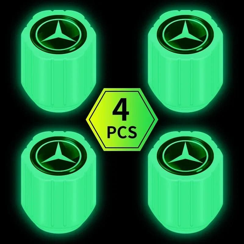 4pcs Car Tyre Valve Stem Luminous Caps Fluorescent Decor For Mercedes Benz B/C/E/S Class A Class C200L GLC GLK CLA Accessories