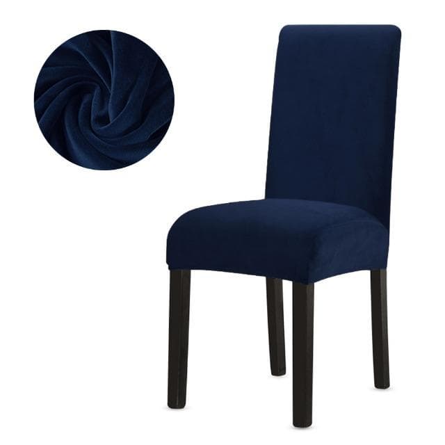 Super Soft Velvet Chair Covers Dining Room High Stretch Chair Seat Cover Plain Spandex Seat Cover for Kitchen Office black