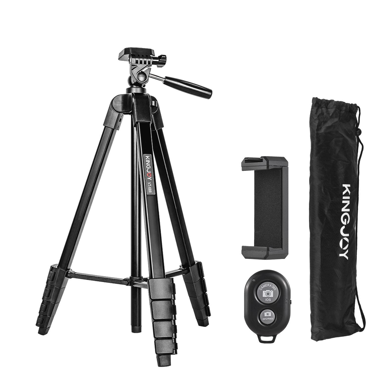 KINGJOY VT-688 675-inch Tripod Stand Desktop Tripod Stand 2kg/4.4lbs Load Capacity 5 Levels Height black