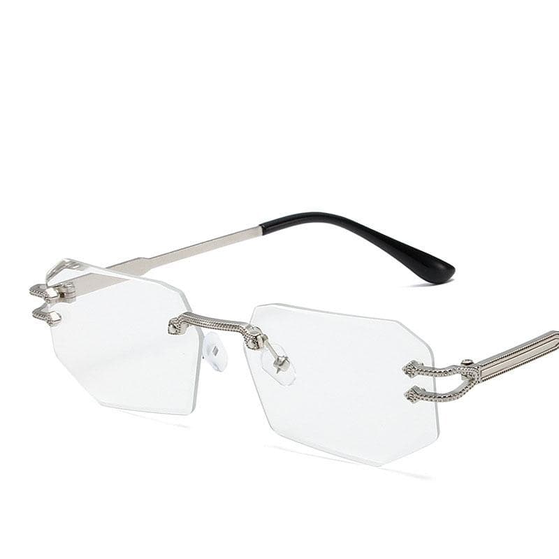 Y2K Vintage Rimless Square Sunglasses Women Men Luxury Designer Punk Metal Shades UV400 Protection