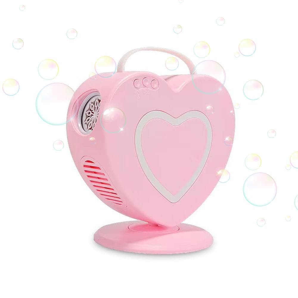 Electric Bubble Machine for Outdoor Wedding Party Interactive Heart Shape Rechargeable Battery pink