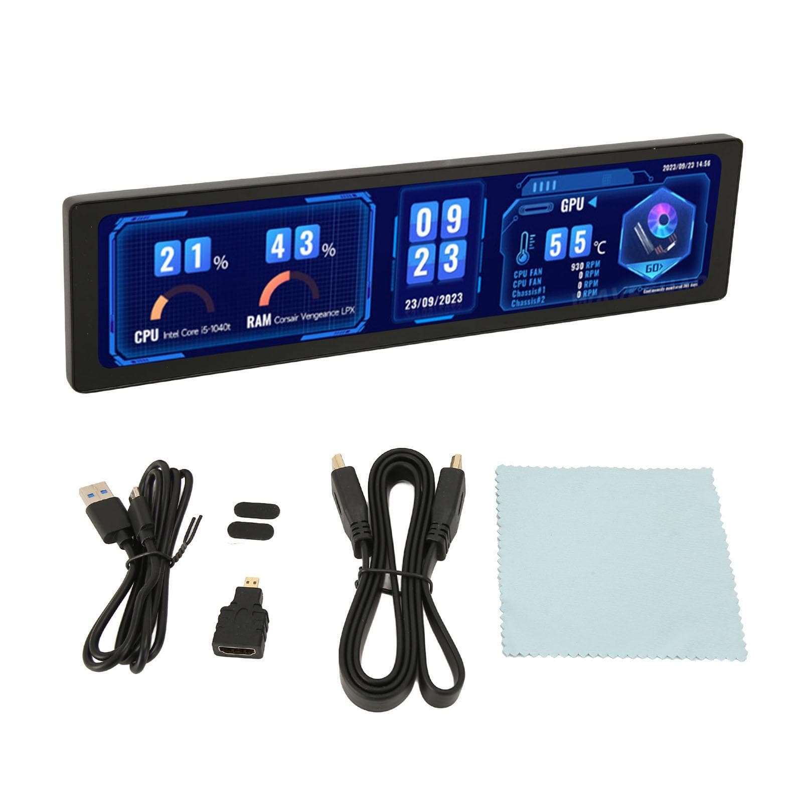 11.9 Inch IPS Display 320x1480 HD Multimedia Interface Zinc Alloy Shell Side Monitor with Speaker