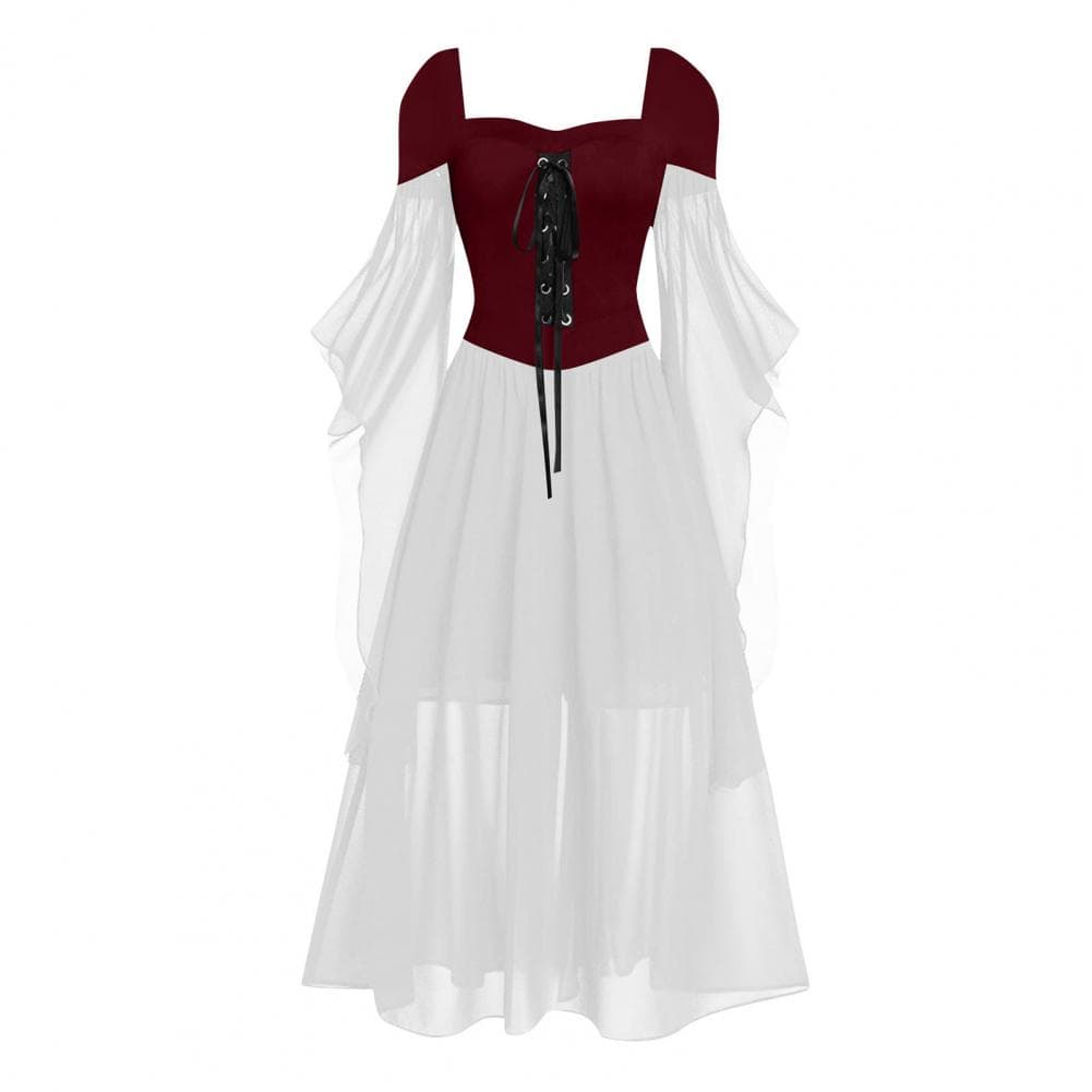 Medieval Witch Dress Halloween Gothic Costume Cocktail Dress Batwing Sleeve Slim-Fitting Women's Dress for Dance Parties Proms M
