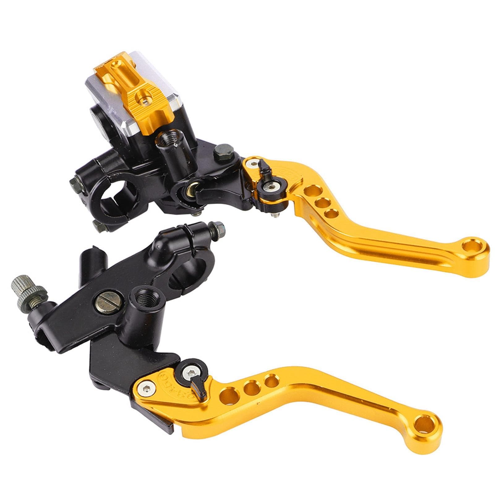 1 Pair 78 (22mm) Universal Motorcycle Brake Clutch Master Cylinder Reservoir Levers Gold white