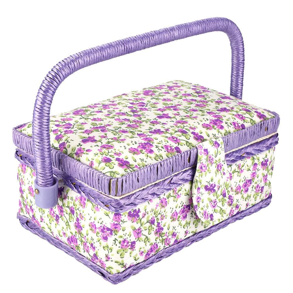 Fabric Craft Handmade Sewing Basket Thread Needle Storage Box Organizer Flower Printed