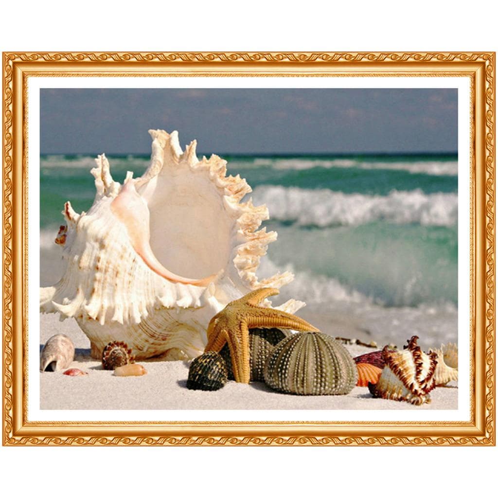 Diamond Painting Cross Stitch Rhinestones Crystal Needlework Diamond Embroidery Sea Shell Full Drill 20X30CM