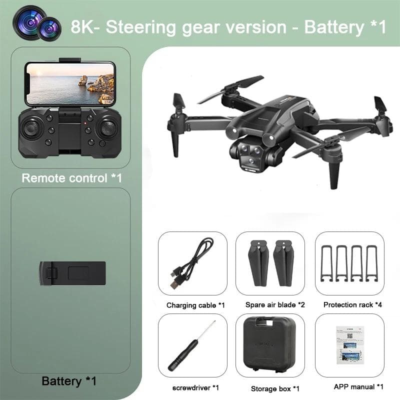 New M4 RC Drone 8K Professinal Wide Angle ESC 3 HD Camera Foldable RC Helicopter WIFI FPV Height Hold Quadcopter Toy Gift Single camera 1 battery black