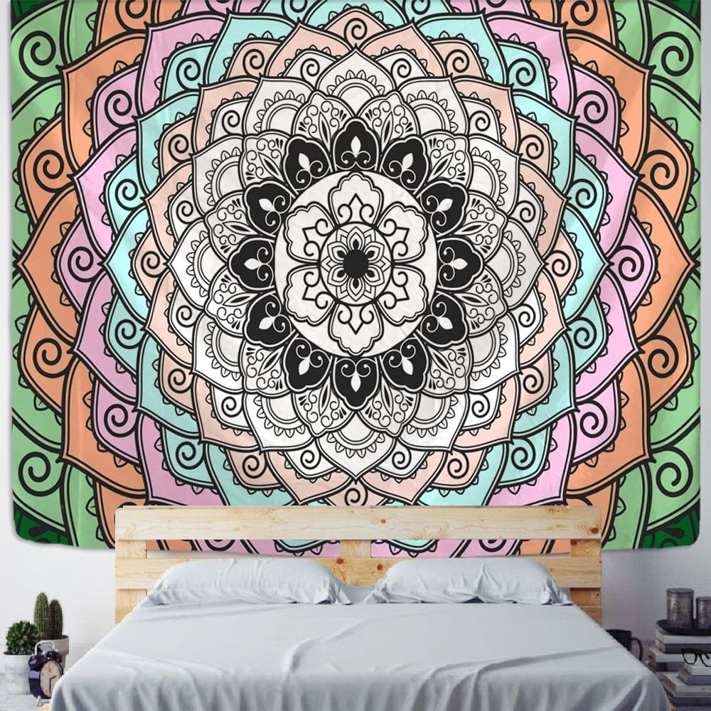 Mandala Boho Tapestry Large Wall Hanging Polyester Hippie Tapestries Bohemian Tapestry Yoga Mat Carpet College Dorm Decoration 95x70CM