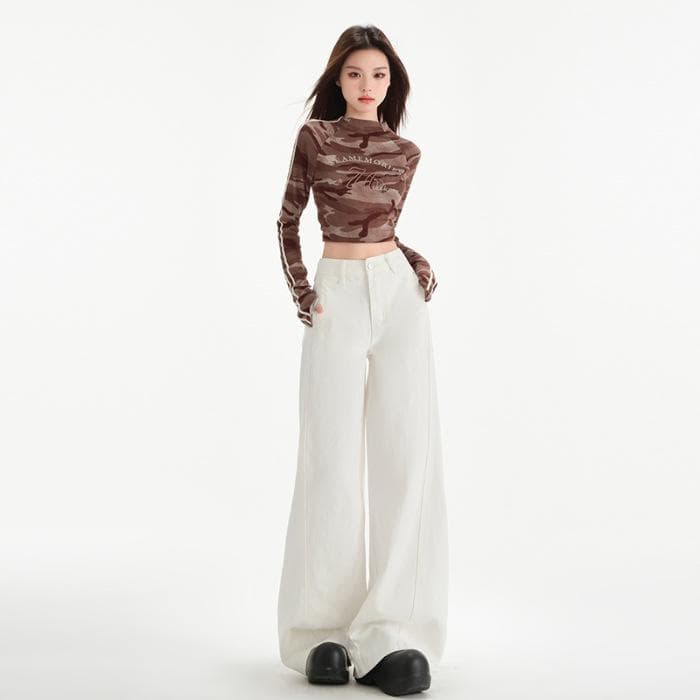Light Color Willow Scimitar Pants for Women New Style Jeans American Retro High Waist Small Wide-leg Pants for Women XL