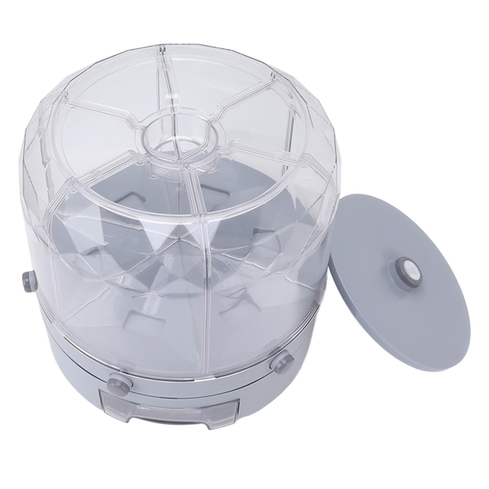 Rotating Rice Dispenser 13.2lb Capacity 6 Grid Airtight One Click Output Dry Food Storage Container L(for 6.5-9kg) gray