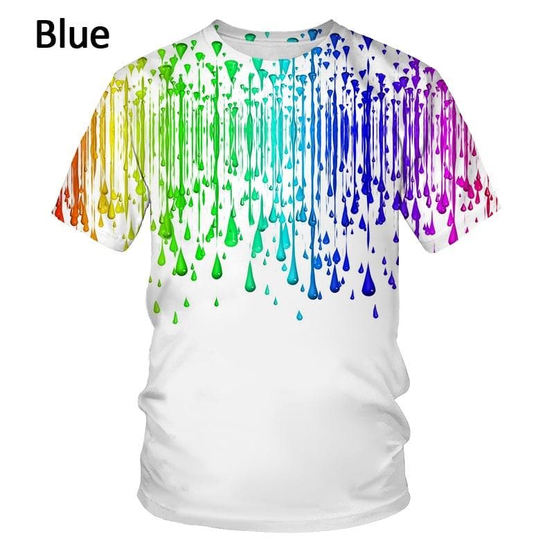 Fashion Color Splash Ink Drop Color 3D Printing T-shirt Suitable for Men Fashion Casual Short-sleeved T-shirt XXS
