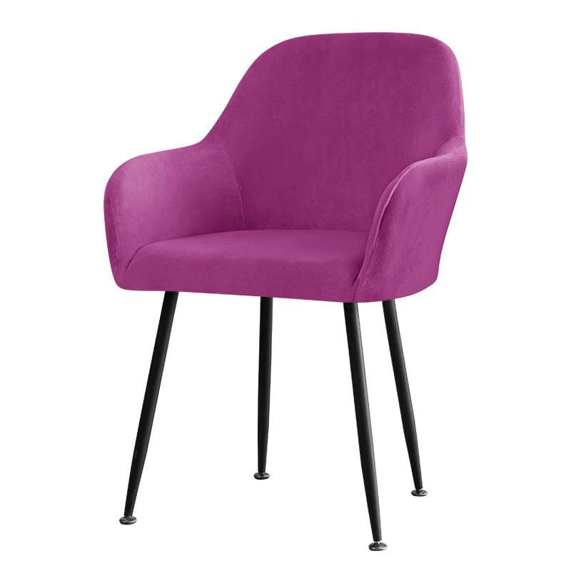 Nordic Soft Velvet Dining Chair Cover Stretch High Armchair Covers Elastic Anti-slip Chair Slipcover for Office Hotel Wedding 1PC purple