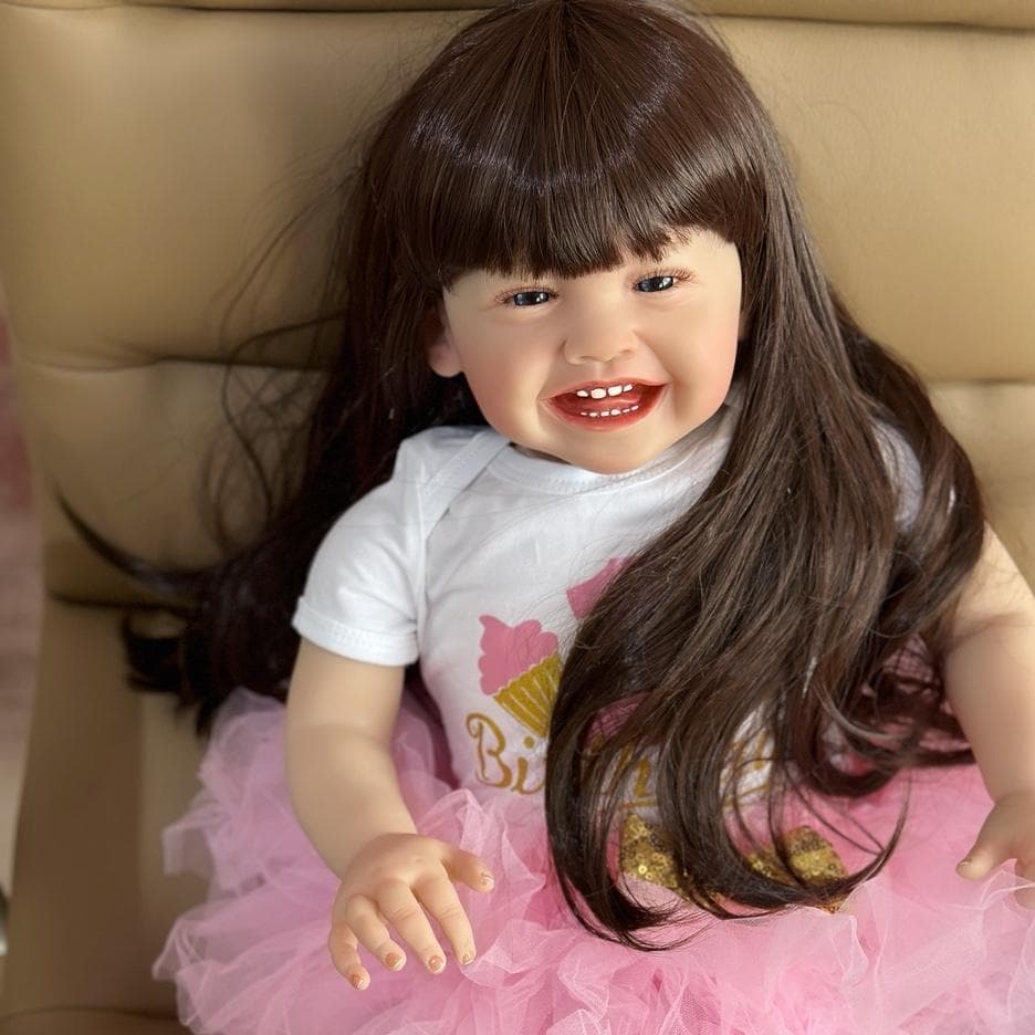 BZDOLL Lifelike 60 CM 24 Inch Soft Silicone Reborn Baby Doll For Girl Vinyl Princess Dress Up Alive Bebe Play House same as picture