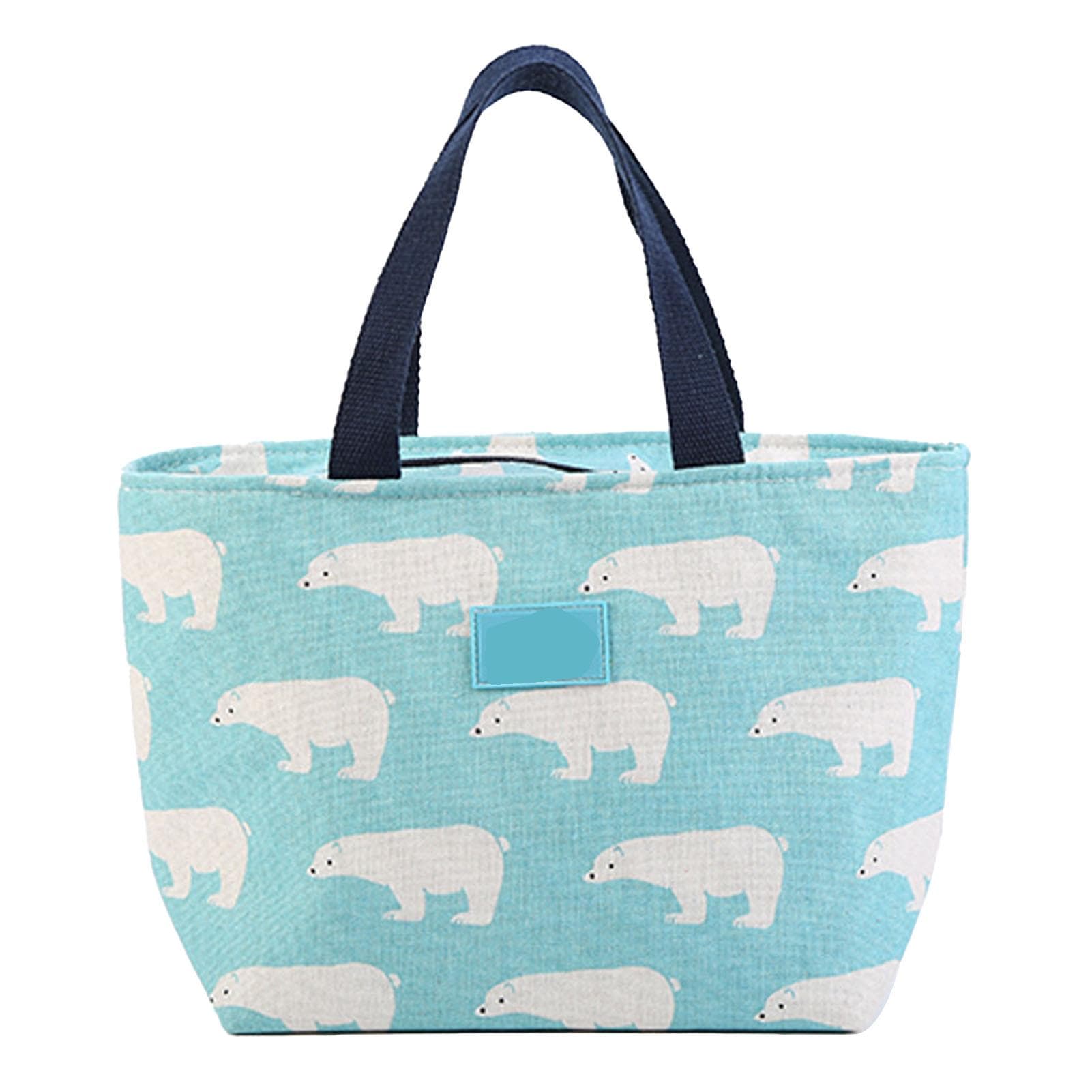 Lunch Bag Tote Insulated Aluminum Foil Lined Nordic Style Cotton Linen Cloth Portable Handheld for