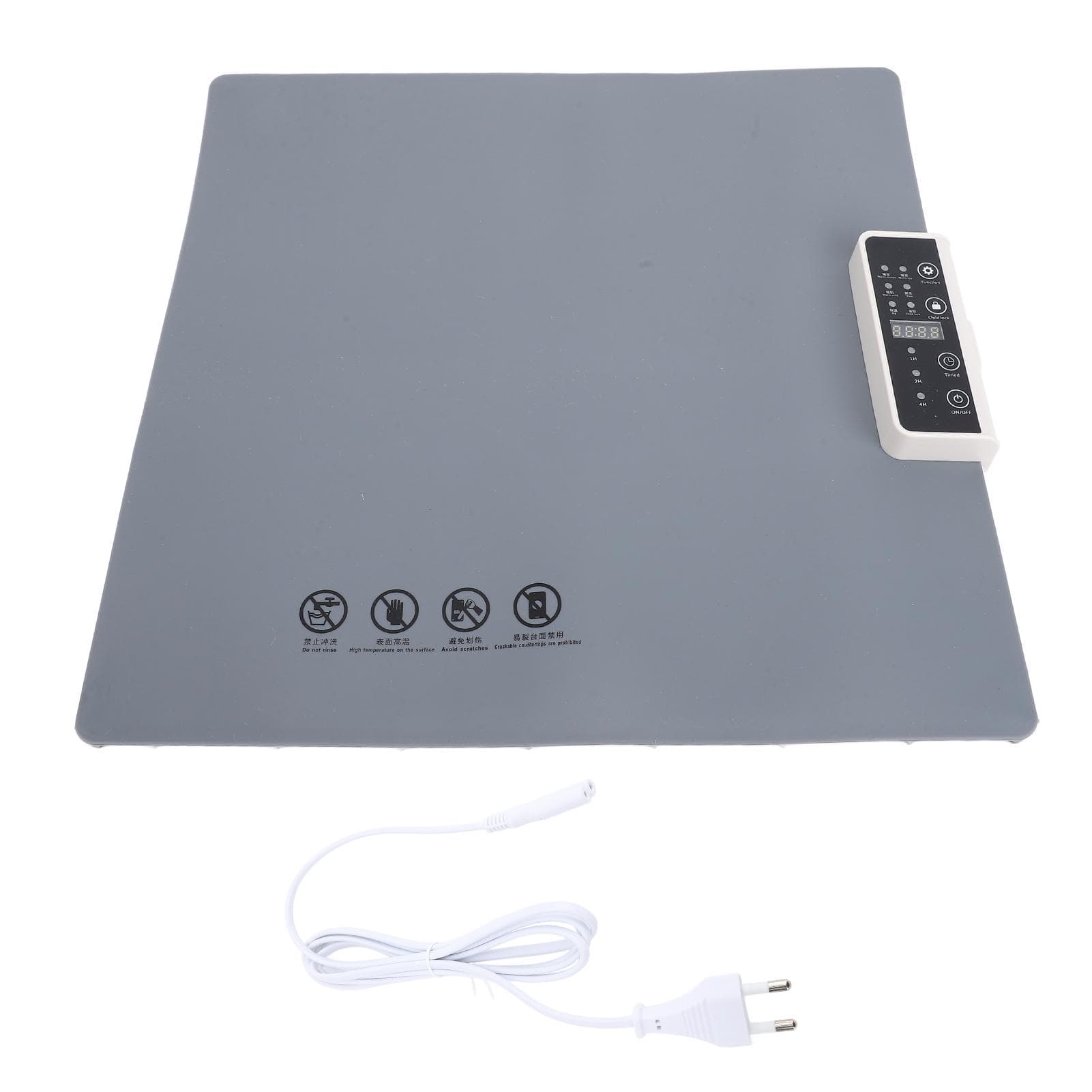 Electric Warming Tray Rollable Full Surface Heating with 5 Temperature Settings 1H 2H 4H Timer EU Plug gray