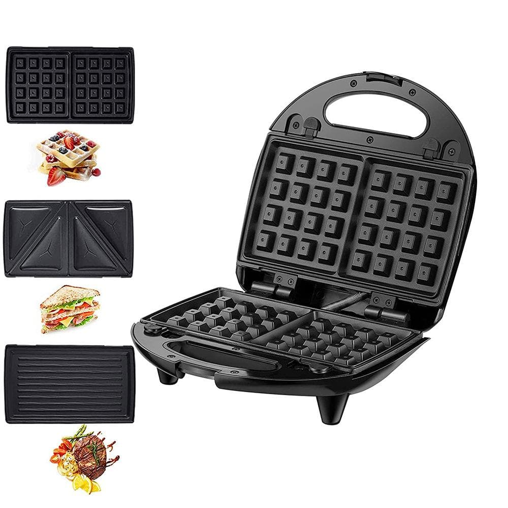 Breakfast Maker US Standard 110V Household Stainless Steel Sandwich Multifunctional Waffle Heating US Plug black