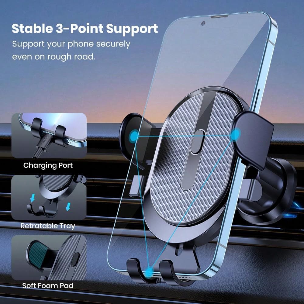 Car Phone Holder Mount, [Upgrade Auto Locking] Universal Phone Holder With Hook Clip For Car Air Vent Compatible With Cellphones one-size black