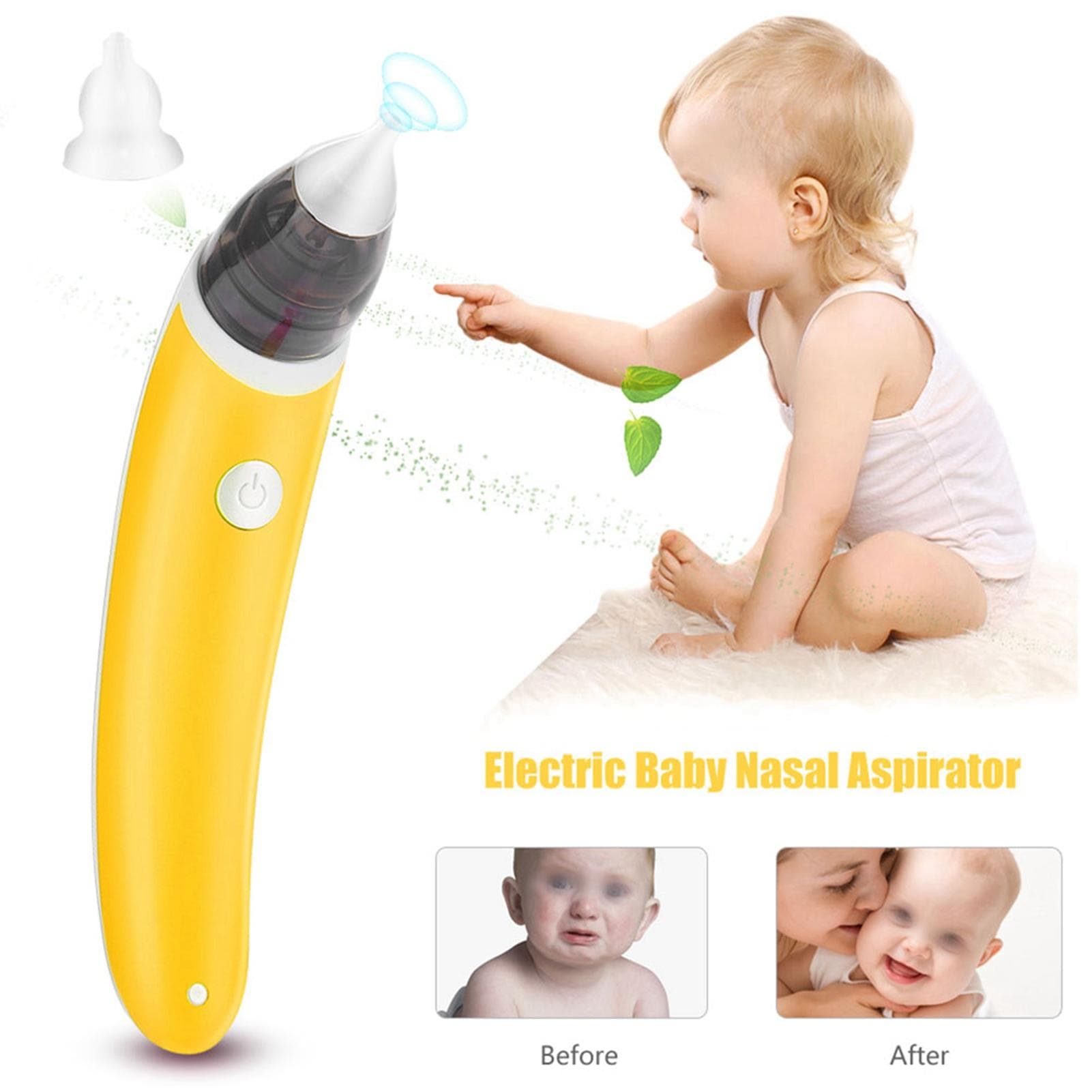 Electric Baby Nasal Aspirator Nose Cleaner Snot Cleaning Nasal Suction Machine (Yellow) yellow