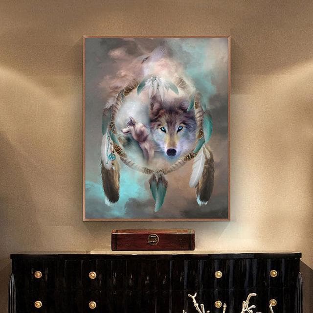 DIY Birds Wolf Animal Painting Round Rhinestone Diamond Embroidery Handicraft Cross Stitch 20X30