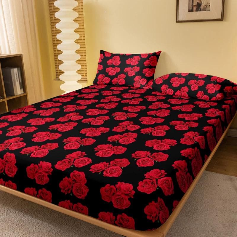 1 Simple Modern Plant Flower Printed Matte Fitted Sheet, Bedroom Printed Bed Cover, Bedding (Excluding Pillowcases) 71x132cm