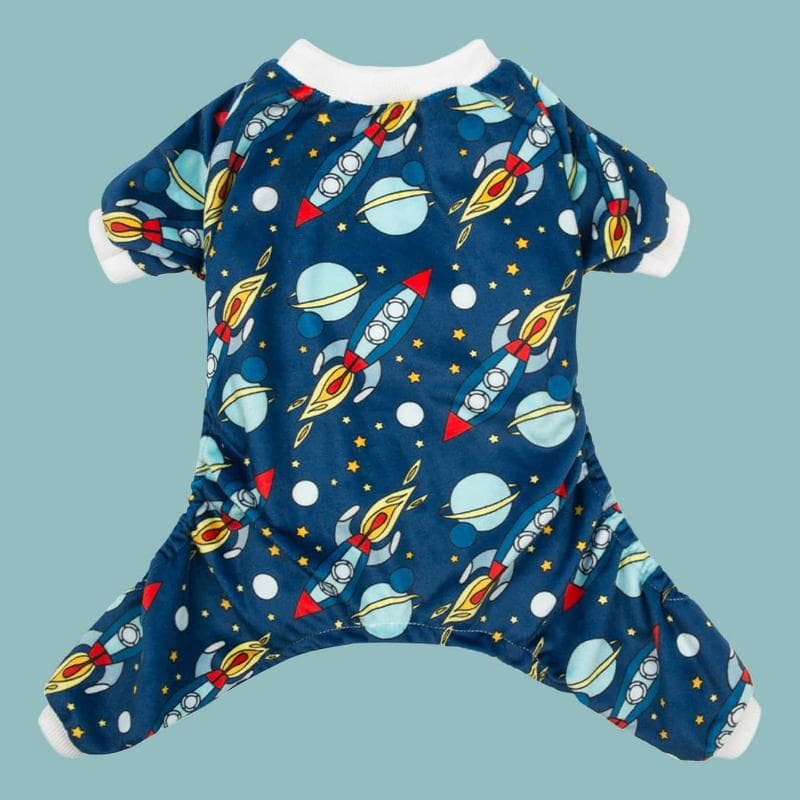 1pc Rocket Dog Pajamas, Cute Cat Costume, Medium Pet Sleepwear , Christmas, Christmas Decor XS blue