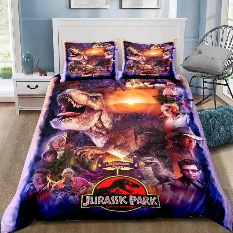 Dinosaur Jurassic Park 3D Print Bedding Set Single Twin Full Queen King Size Bed Set Adult Kid Bedroom Bedding Gift 135X200cm-2pcs