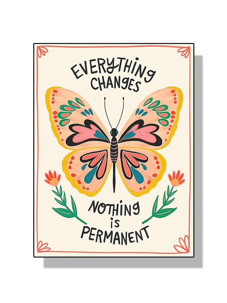 Boho Art Inspirational Quote Poster Canvas Painting Mushroom Heart Butterfly Bird Flowers Wall Art For Modern Room Home Decor 40x50cm No Frame