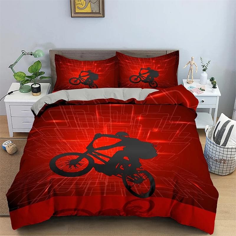 Motocross Off-road Race Motorcycle Dirt Bike Rider Bedding Set,Girls Adult Single Twin Queen Size,Duvet Cover Pillowcase Bedding 135X200cm