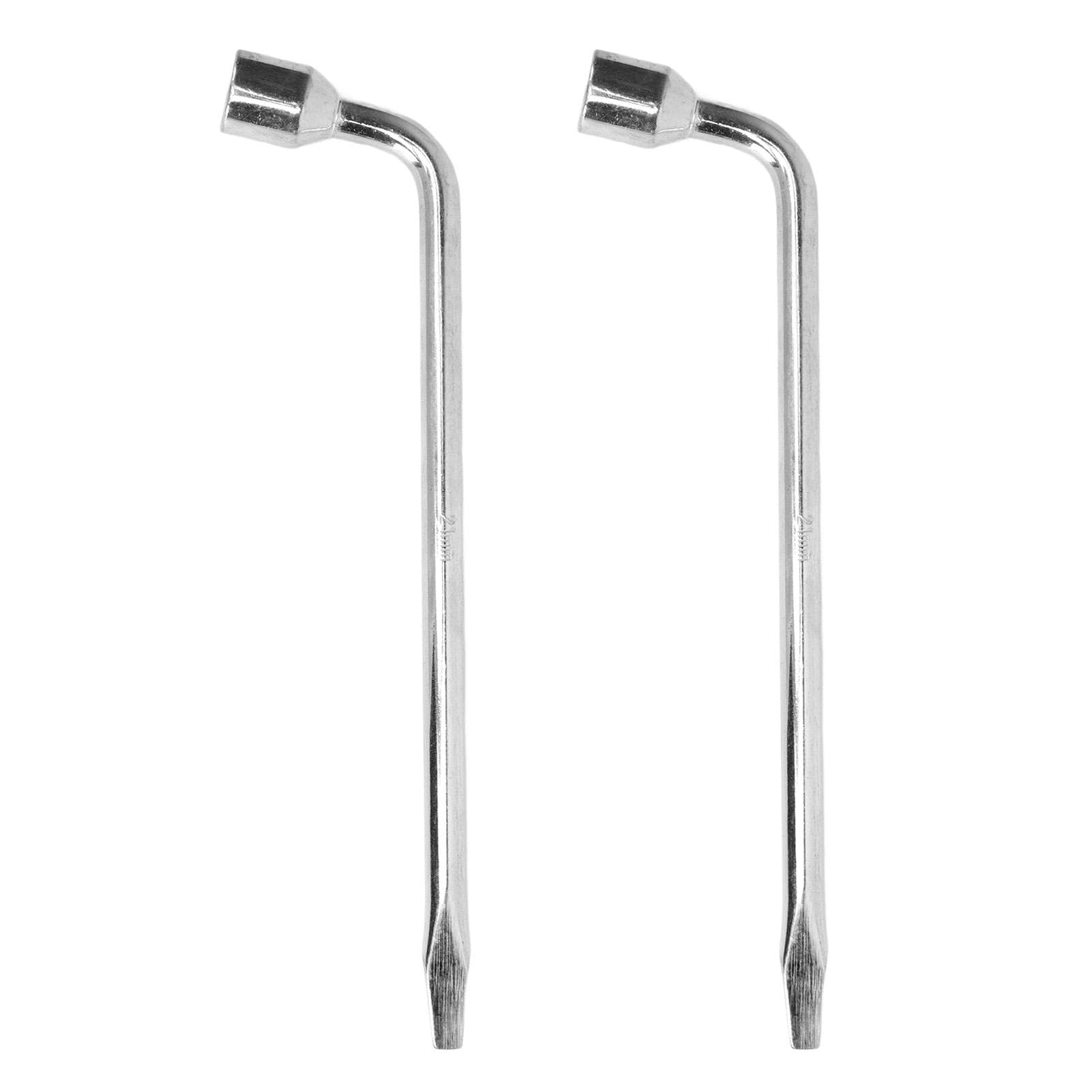 2pcs 21mm Car Spare Tire Lug Wrench L Type Hex Key Slotted End Socket Lug Wrench for Car