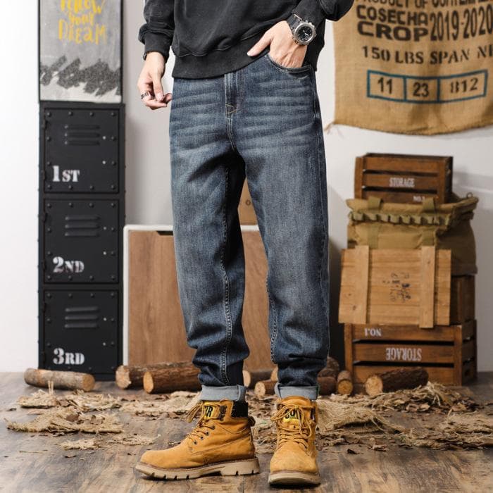 Harem Jeans Men's Autumn Cotton Straight Harem Jeans Men's Autumn Jeans Men's Autumn Winter 34 blue