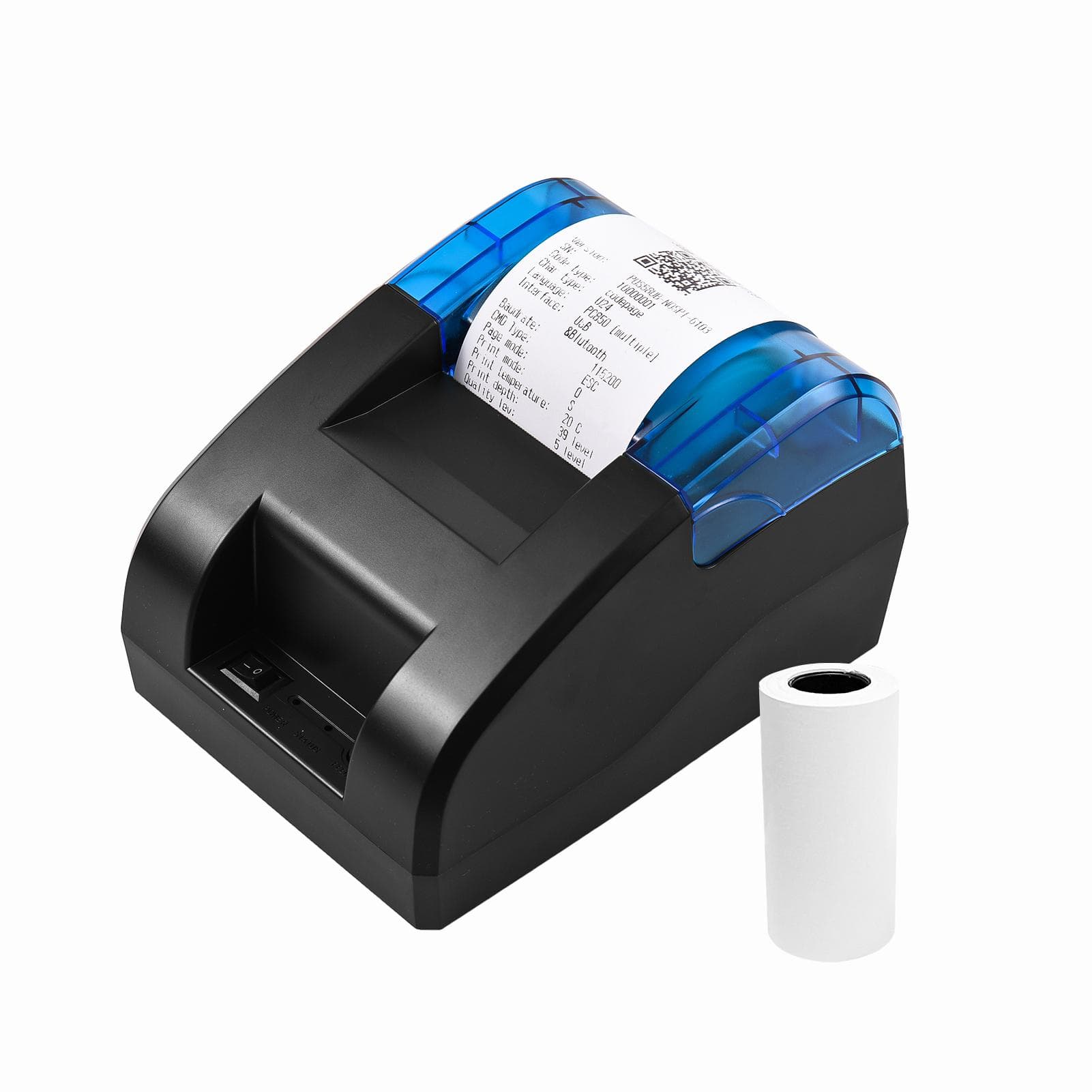 BISOFICE 58mm Thermal Receipt Printer Desktop USB&BT Wireless Connection Printer Barcode Logo US-2 black