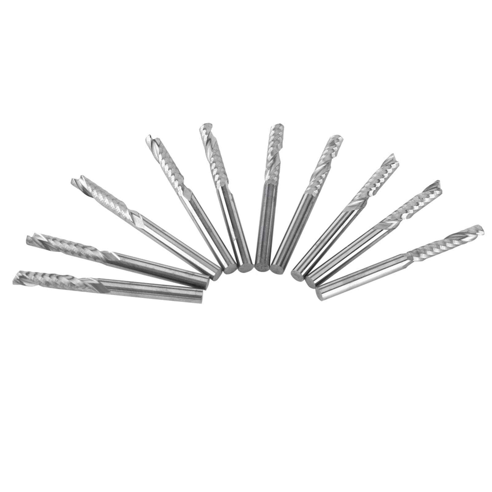 10pcs Tungsten Carbide Endmill Single Flute Spiral CNC Router Bits 3.175x17mm