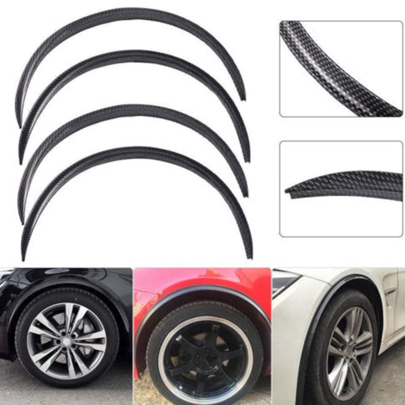 4Pcs Carbon Fiber Car Wheel Eyebrow Arch Trim Lips Strip Fender Flare Protector