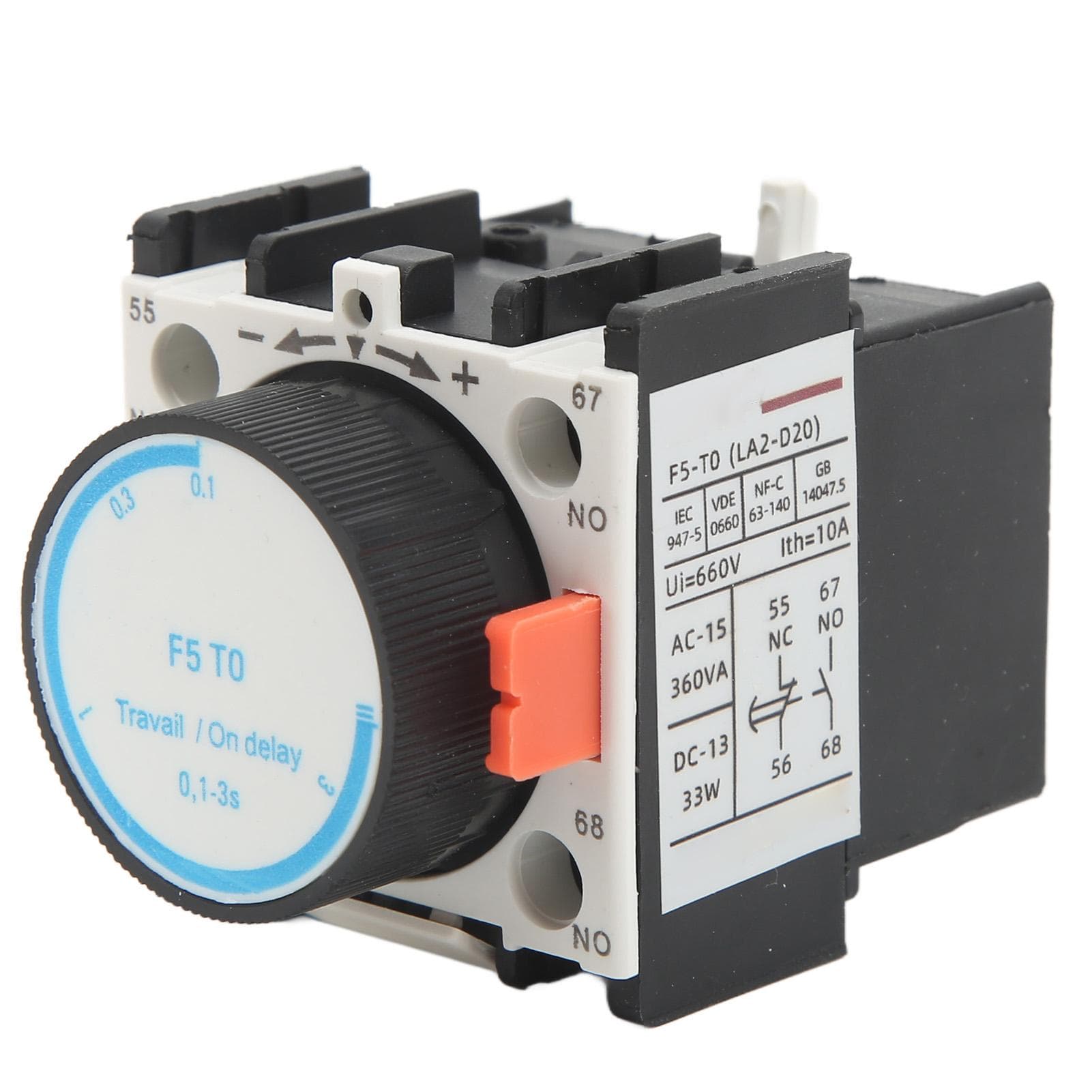 Air Delay Contact 1NO 1NC Time ON Relay Auxiliary Block Waterproof Dustproof ABS 0.1s~3s