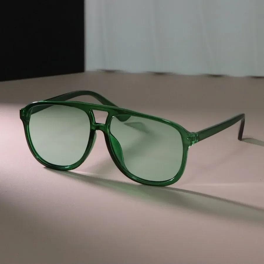 Trendy Big Frame Square Sunglasses Women Men Fashion Designer Green Mirror Lens UV Protection Stylish