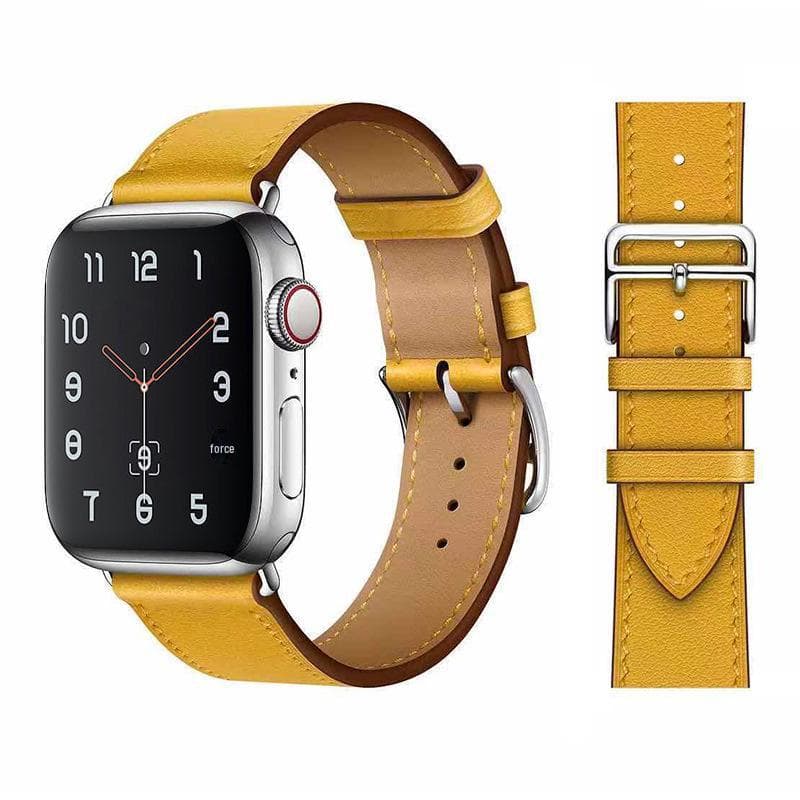 Compatible Hermes Style Leather Strap for Apple Watch 8/7/6/5/4/SE - Contrast Color Cross Pattern 38mm/40mm/41mm