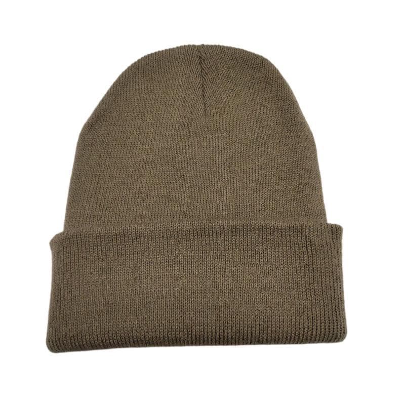 Autumn & Winter Cozy Knit Wool Hats - Solid Colors One Size khaki