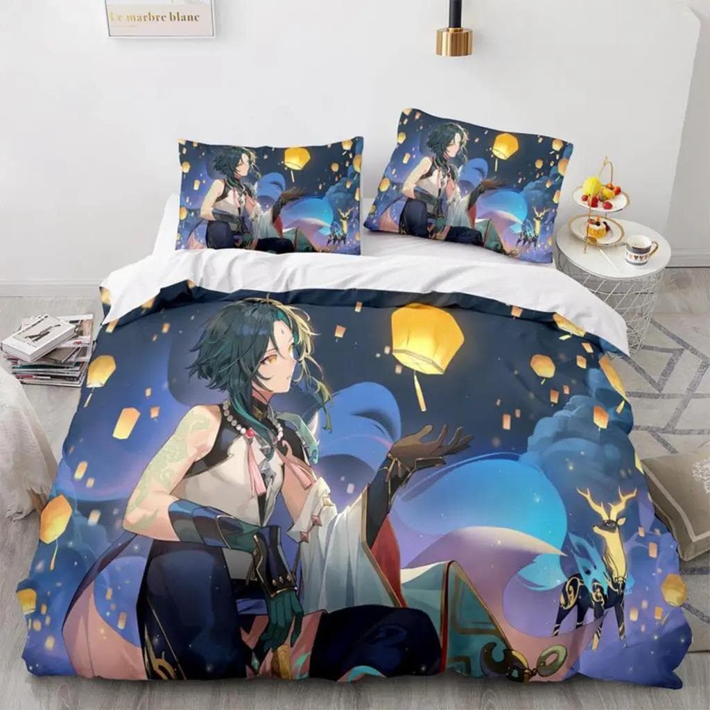 Anime Genshin Impact Xiao SUCROSE Qiqi Duvet Cover Cartoon Bedding Sets Bed Set Quilt Comforter Covers Home Textiles 70x133cm 2pcs