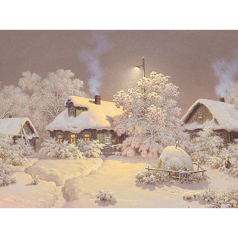 Full Diamond Painting Snowy Season Embroidery Cross Stitch Rhinestone Mosaic Painting 20X30CM