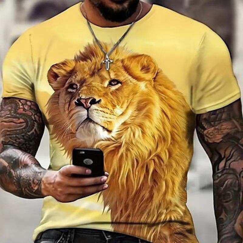 Men's T shirt Tee Graphic Animal Lion Crew Neck Clothing Apparel 3D Print Outdoor Daily Short Sleeve Print Vintage Fashion Designer 3XL