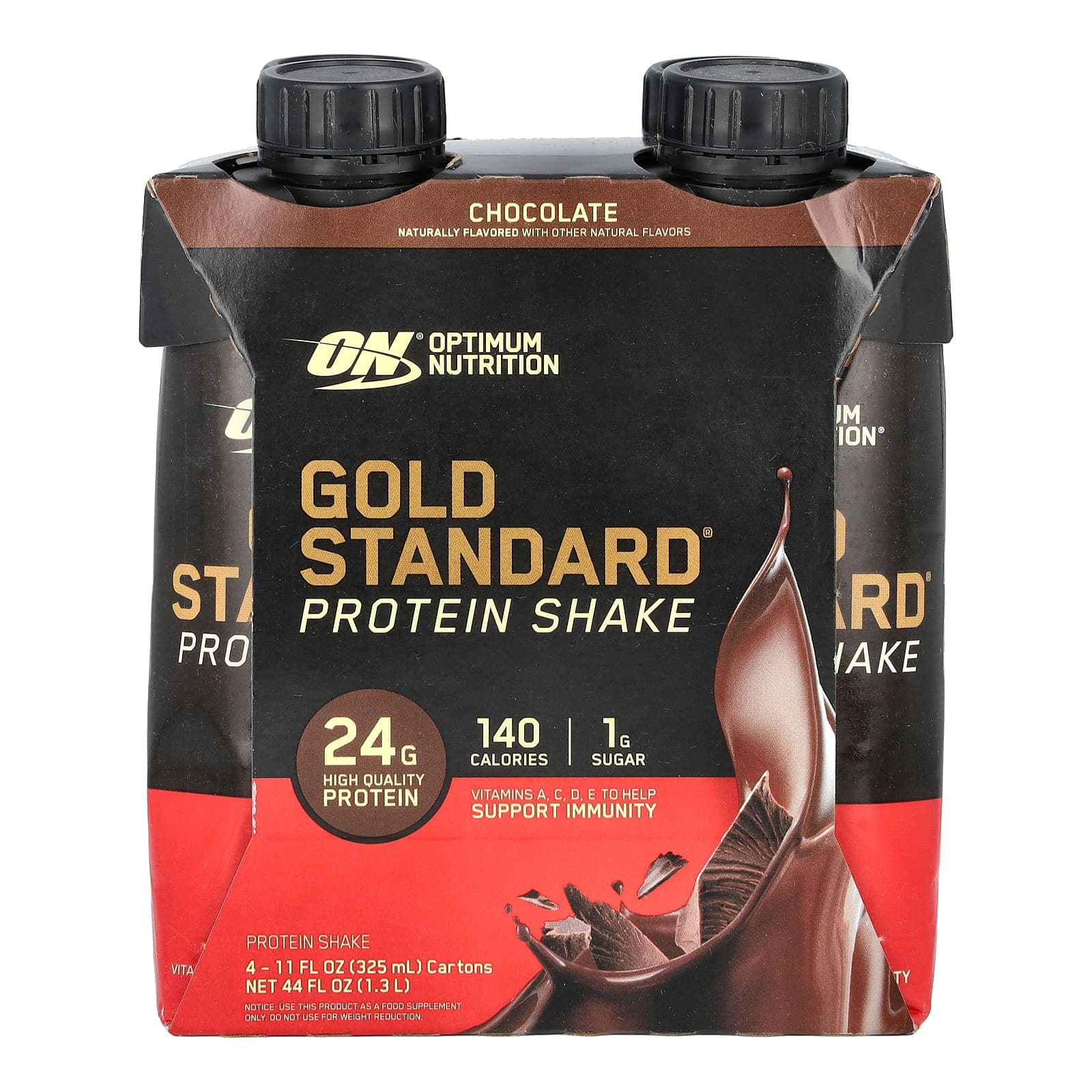 Optimum Nutrition, Gold Standard Protein Shake, Chocolate, 4 Pack, 11 fl oz (325 ml) Each